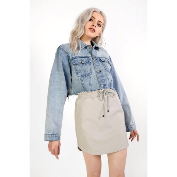 Topshop Jackets & Blazers - TOPSHOP Moto Bleached Hacked Denim Jacket